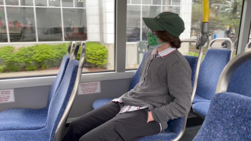 Max Well riding an OC Transpo bus. (Courtesy/Max Well)