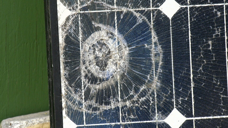 Damaged solar panel