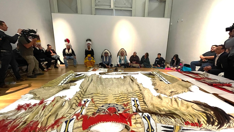 A number of items of sacred regalia were returned to the Siksika Nation by the City of Exeter Thursday (Courtesy: Twitter@RAMMuseum)