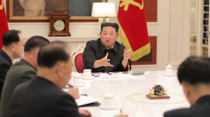 In this photo provided by the North Korean government, North Korean leader Kim Jong Un, centre, attends a meeting of ruling party Workers' Labour Party of Korea in Pyongyang, North Korea Tuesday, May 17, 2022. (Korean Central News Agency/Korea News Service via AP, File)