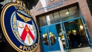 The Toronto Police Services emblem is photographed during a press conference at TPS headquarters, in Toronto on Tuesday, May 17, 2022. THE CANADIAN PRESS/Christopher Katsarov