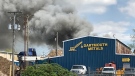 Fire at a business in Dartmouth, N.S., on May 20, 2022. (Jim Kvammen/CTV)