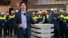 Prime Minister Justin Trudeau responds to reporters questions while visiting the Alouette aluminium plant, Friday, May 20, 2022 in Sept-Iles Quebec. THE CANADIAN PRESS/Jacques Boissinot