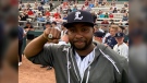 London Majors slugger Cleveland Brownlee shows off his 2021 IBL Championship ring on May 20, 2022. (Bryan Bicknell/CTV News London)
