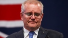 Australian Prime Minister Scott Morrison reacts during his address to a Liberal Party function in Sydney, Australia, Saturday, May 21, 2022. (AP Photo/Nazanin Tabatabaee)