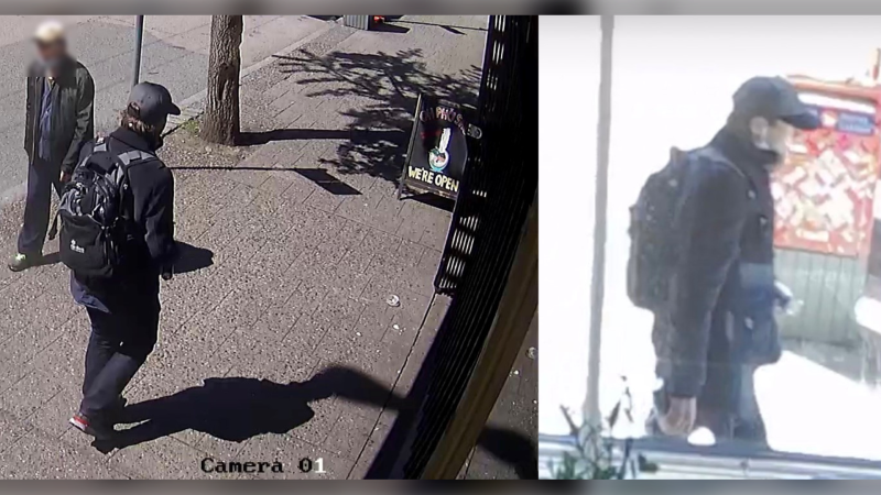 The VPD released images of the suspect taken from surveillance cameras in the area near Pender and Columbia streets where the assault occurred. (VPD)