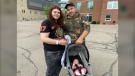 Julia Turpin, Anthony Periard, and daughter River. River arrived on the side of Highway 17 as Turpin and Periard were making their way to the Pembroke Regional Hospital. (Dylan Dyson/CTV News Ottawa)