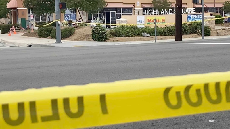Police investigate the scene of a deadly shooting late Friday, in San Bernardino, Calif., on Saturday, May 21, 2022. (Terry Pierson/The Orange County Register via AP)