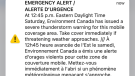 A weather alert that was sent to the mobile phones in Ontario on May 21, 2022 is seen in this image.