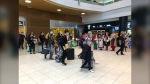 Ukrainians arriving at the Winnipeg airport. (Source: Mason DePatie/CTV News)