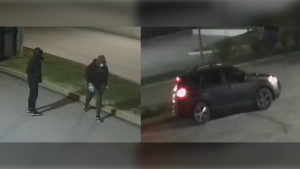 Caledon OPP is asking the public to help identify two suspects involved in an arson investigation that took place at about 11:52 p.m. on April 29, 2022.  (Provided/Caledon OPP)
