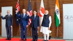 Quadrilateral Security Dialogue (Quad) leaders from left to right, Australian Prime Minister Anthony Albanese, U.S. President Joe Biden, Japanese Prime Minister Fumio Kishida, and Indian Prime Minister Narendra Modi at the Prime Minister's Office in Tokyo, Japan, on May 24, 2022. (Zhang Xiaoyu / Pool Photo via AP) 