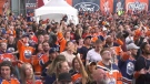 Oilers fans in the Ice District plaza for Game 3 of the second round. May 22, 2022. (CTV News Edmonton)