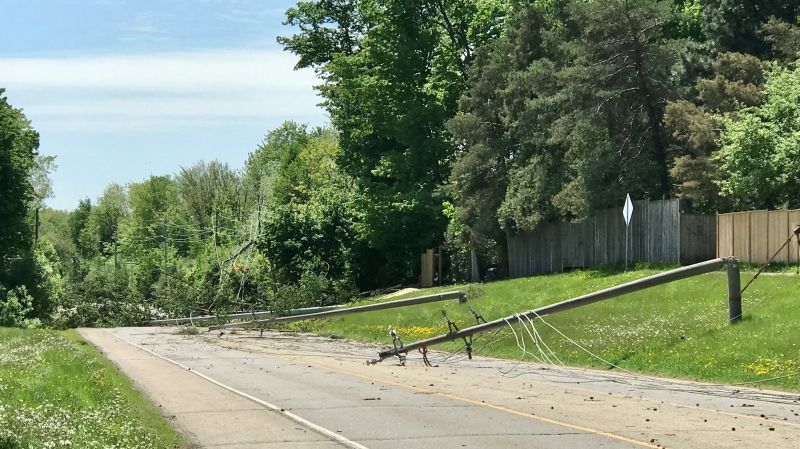 River Road in Kitchener appears on May 24, 2022 following a major storm. (Dan Lauckner/CTV Kitchener)