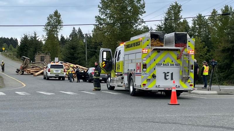 The crash closed the northbound onramp onto Highway 19 from Comox Valley Parkway on Tuesday. (CTV News)