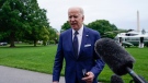 U.S. President Joe Biden tells reporters he will speak about the mass shooting at Robb Elementary School in Uvalde, Texas, later in the evening as he arrives at the White House, in Washington, from his trip to Asia, Tuesday, May 24, 2022. (AP Photo/Manuel Balce Ceneta)
