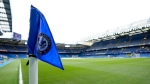 A Chelsea corner flag inside the Stamford Bridge stadium in London, on May 7, 2022. (Frank Augstein / AP) 