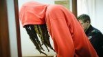 Brittney Griner leaves a courtroom in Khimki just outside Moscow, Russia, on May 13, 2022. (Alexander Zemlianichenko / AP) 