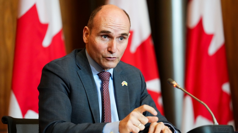 Health Minister Jean-Yves Duclos makes a funding announcement to strengthen access to abortion during a press conference in Ottawa on May 11, 2022. (THE CANADIAN PRESS/Sean Kilpatrick)