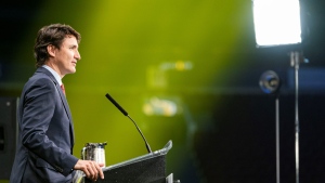Prime Minister Justin Trudeau makes an announcement in support of the 2025 Invictus Games in Vancouver, on Tuesday May 24, 2022. THE CANADIAN PRESS/Rich Lam 