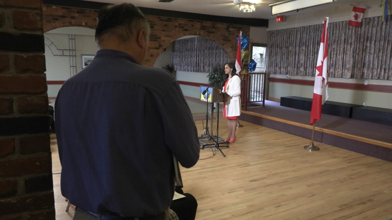 Minister of National Defence Anita Anand is pictured at the Ukrainian Cultural Centre in Saanich, B.C. May 24, 2022 (CTV News)