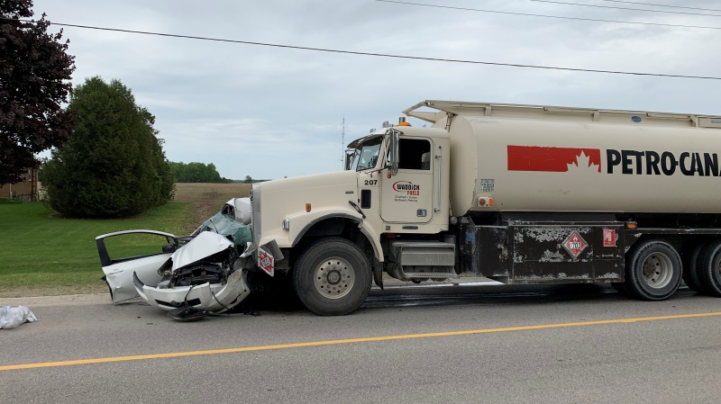 OPP are on scene of a fatal crash near Wardsville, May 25, 2022. (Bryan Bicknell/CTV News London)