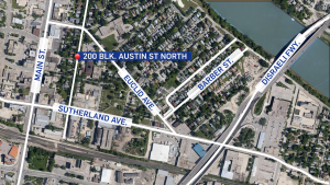 A map shows the approximate area where an attempted child abduction took place. (CTV Winnipeg Graphic)