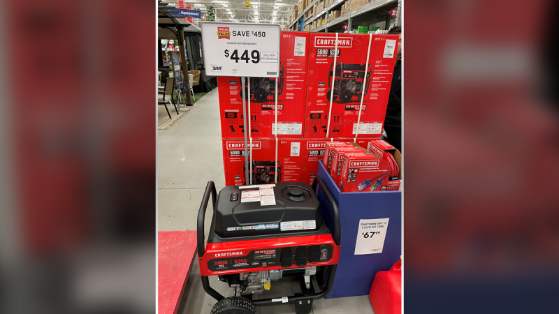 The Lowe's on Hunt Club Road received an 'emergency' shipment of generators on Thursday, five days after a storm knocked out power to thousands in Ottawa. (Peter Szperling/CTV News Ottawa)