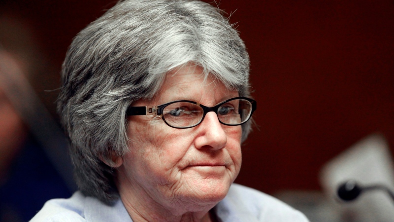 In this Jan. 20, 2011 file photo, former Manson family member and convicted murderer Patricia Krenwinkel listens to the ruling denying her parole at a hearing at the California Institution for Women in Corona, Calif. (AP Photo/Reed Saxon, File)