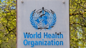 At World Health Organization headquarters in Geneva, Switzerland, on April 15, 2020. (Martial Trezzini / Keystone via AP, file) 