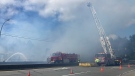 Firefighters rushed to a large fire at the vacant Pioneer Square Mall in Mill Bay, B.C., on Friday afternoon. (CTV News)