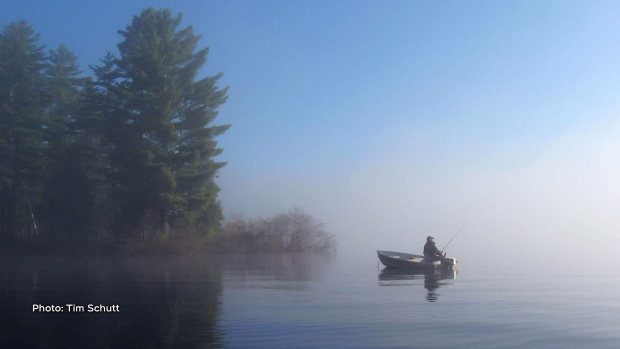 Gord fishing while the fog blows by up Baron Canyon Road in Algonquin Park. (Tim Schutt/CTV Viewer)