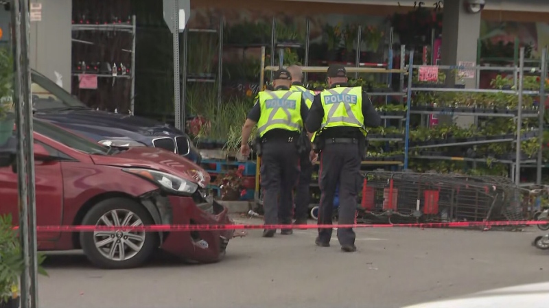 A child and woman are in hospital after being struck by a vehicle outside of a supermarket in Scarborough Saturday afternoon. 