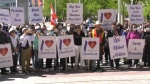 The rally supporting Chinatown outside Edmonton City Hall on Saturday, May 28, 2022 (CTV News Edmonton/Amanda Anderson).
