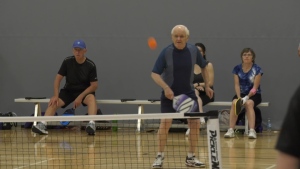 Ed Reinholdt, 85, plays pickleball three times a week at the Dakota Community Centre. Reinholdt first learned the sport six years ago and fell in love with it (CTV News Photo Joey Slattery)