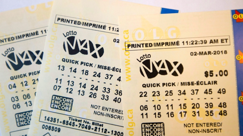 A lotto Max ticket is shown in Toronto on Monday Feb. 26, 2018. THE CANADAIN PRESS