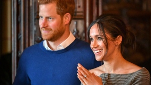 Prince Harry, left, and Meghan, Duchess of Sussex, will attend the Queen's birthday parade on June 2, in their first joint public appearance with the royal family since they quit as working royals two years ago. (Getty Images)