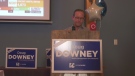 PC incumbent Doug Downey gives his victory speech in the riding of Barrie-Springwater-Oro-Medonte on Thurs., June 2, 2022 (CTV Barrie)