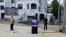 Ottawa Coun. Catherine McKenney speaks at a housing announcement alongside (left to right) Bishop Shane Parker, federal housing minister Ahmed Hussen, and Nepean MP Chandra Arya. June 6, 2022. (Ian Urbach/CTV News Ottawa)
