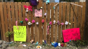 Memorial for Baby Moar from Friday June 10, 2022. (Source: Josh Crabb/CTV News)