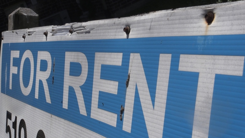 Rental sign posted outside an apartment building in London, Ont. on Friday, June 17, 2022 (Daryl Newcombe/CTV News London)