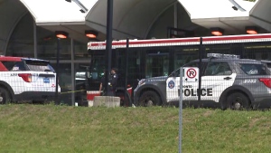 Police are on the scene at Kipling Station where a woman was set on fire while on board a TTC bus.