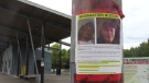 Sign for information about the assault of Peter Potruff near the Brantford Civic Centre and Brant's Crossing Riverfront Skateboard Park on June 20, 2022. (Carmen Wong/CTV Kitchener)