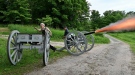 Tony Walsh of Watson’s Corners and his friend, Mike Barnett, fire a six pound breach Armstrong loading rifle, a cannon Walsh built in his Lanark County shop. (Joel Haslam/CTV Ottawa)