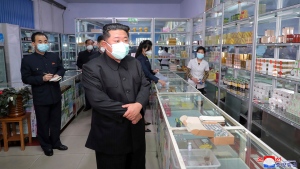 In this photo provided by the North Korean government, North Korean leader Kim Jong Un, center, visits a pharmacy in Pyongyang, North Korea on May 15, 2022. (Korean Central News Agency/Korea News Service via AP, File)