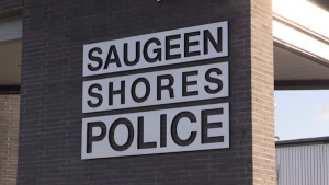 Saugeen Shores police headquarters in Port Elgin as seen in March 2022. (CTV file photo)