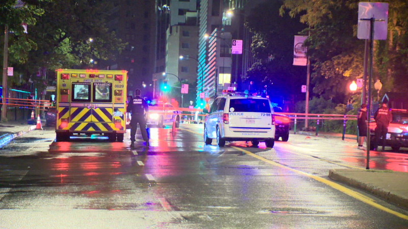Two 25-year-old men are in hospital after being stabbed during a fight in downtown Montreal. (Cosmo Santamaria/CTV News)