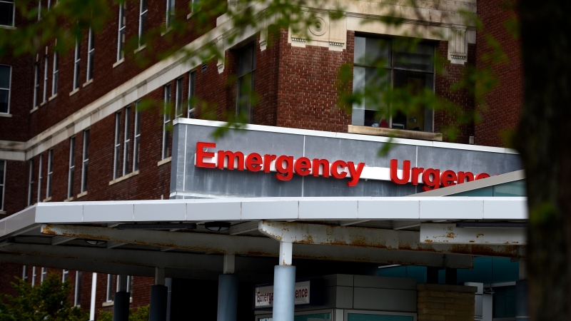 The Emergency Department entrance at the Ottawa Hospital Civic Campus in Ottawa is shown on Monday, May 16, 2022. (THE CANADIAN PRESS/Justin Tang)