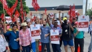 More than 300 workers at The Bay’s e-commerce warehouse in Scarborough walked off the job on Wednesday, June 22. (Unifor photo)