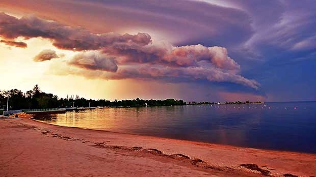 Storm clouds at Winnipeg Beach. Photo by Jayson Wall.